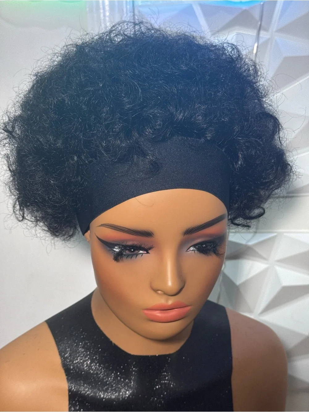 100% Human Hair Afro Curly Headband Wig | Glueless Short Natural Look Wig